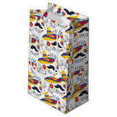 メキシコのフォークアートパターンソンブレロス、口ひげ スモールペーパーバッグ (裏面アングル)