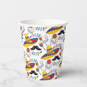 メキシコのフォークアートパターンソンブレロス、口ひげ 紙コップ (正面)