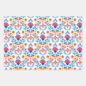 メキシコのフォークアートパターン ラッピングペーパーシート (正面)