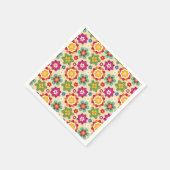 メキシコのフォークアート花のパターン スタンダードカクテルナプキン (角)