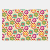 メキシコのフォークアート花のパターン ラッピングペーパーシート (正面)