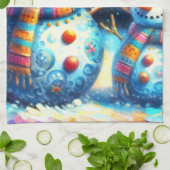 メキシコのフォークアート雪だるま雪だるま雪の人々 キッチンタオル (折り畳み)