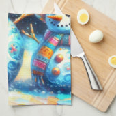 メキシコのフォークアート雪だるま雪だるま雪の人々 キッチンタオル (四つ折り)