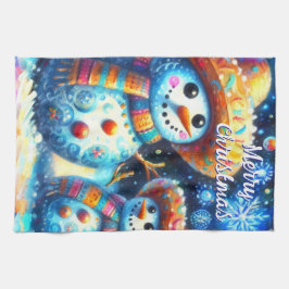 メキシコのフォークアート雪だるま雪だるま雪の人々 キッチンタオル