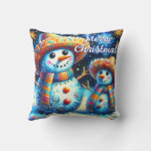 メキシコのフォークアート雪だるま雪だるま雪の人々 クッション (裏面)
