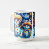 メキシコのフォークアート雪だるま雪だるま雪の人々 コーヒーマグカップ (正面左)