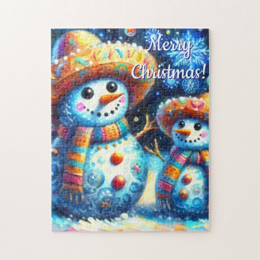 メキシコのフォークアート雪だるま雪だるま雪の人々 ジグソーパズル (縦)