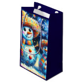 メキシコのフォークアート雪だるま雪だるま雪の人々 スモールペーパーバッグ (裏面アングル)