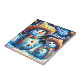 メキシコのフォークアート雪だるま雪だるま雪の人々 タイル