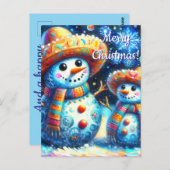 メキシコのフォークアート雪だるま雪だるま雪の人々 ポストカード (正面/裏面)