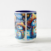 メキシコのフォークアート雪だるま雪だるま雪の人々 マグカップ (中央)