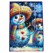 メキシコのフォークアート雪だるま雪だるま雪の人々 ミディアムペーパーバッグ (裏面)