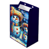 メキシコのフォークアート雪だるま雪だるま雪の人々 ミディアムペーパーバッグ (裏面アングル)