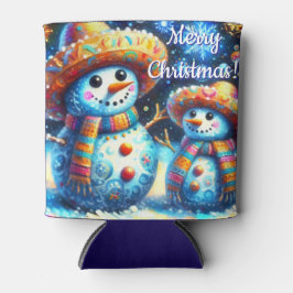 メキシコのフォークアート雪だるま雪だるま雪の人々 缶クーラー