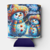 メキシコのフォークアート雪だるま雪だるま雪の人々 缶クーラー (裏面)