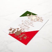 メキシコのフォークフローラハート結婚レッドのプレス 箔招待状 (回転した状態)