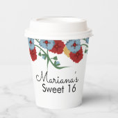 メキシコのフォーク花模様グリーンリースウィート16カンス 紙コップ (正面)