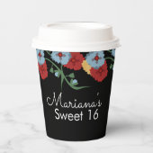 メキシコのフォーク花模様グリーンリースウィート16誕生日 紙コップ (正面)