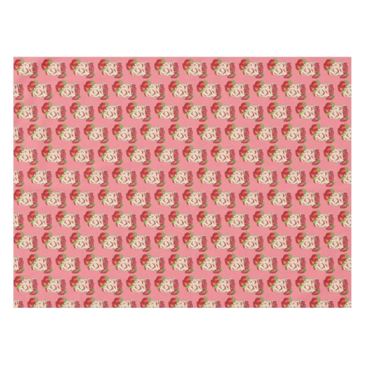 メキシコのフレサコンクレマイチゴとクリーム テーブルクロス (正面(横))