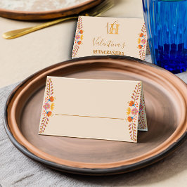 メキシコのフローラかわいらしフォークアーパーソナライズされたト プレイスカード