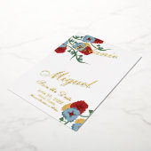 メキシコのフローラアンパサンド圧縮日の保存 箔招待状 (回転した状態)