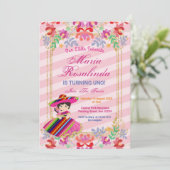 メキシコのフローラガール·フィエスタ1歳の誕生日  招待状 (スタンド正面)