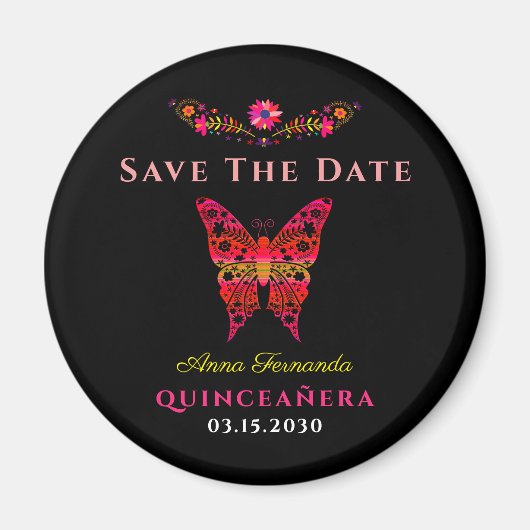 メキシコのフローラキンセアニラ日付磁石を保存 マグネット (正面)