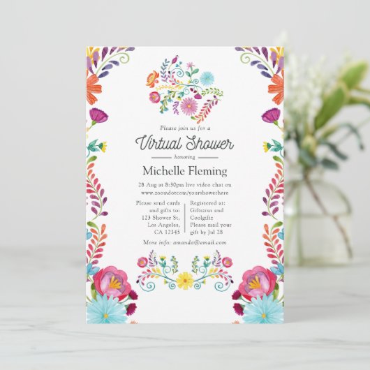 メキシコのフローラフィエスタバーチャル赤ちゃんシャワー 招待状 (スタンド正面)