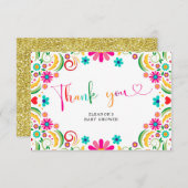 メキシコのフローラフィエスタベビーシャワーサンキューカード サンキューカード (正面/裏面)