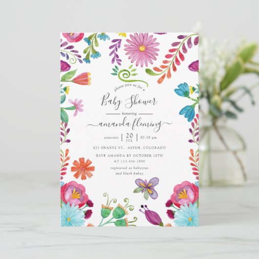 メキシコのフローラフィエスタベビーシャワー 招待状 (スタンド正面)