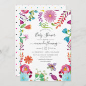 メキシコのフローラフィエスタベビーシャワー 招待状 (正面/裏面)