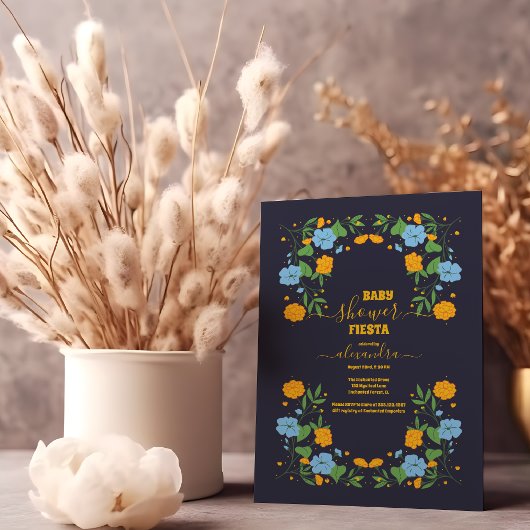 メキシコのフローラフィエスタベビーシャワー 招待状