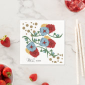 メキシコのフローラフェイクグリッターフェスティバルド結婚ット スタンダードカクテルナプキン (インサイチュ)