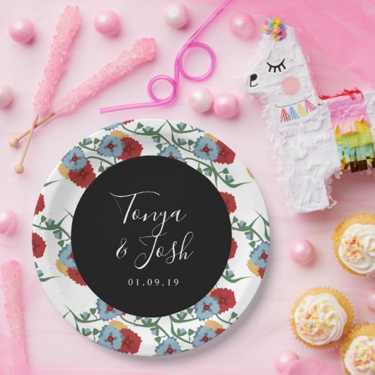 メキシコのフローラフェイクグリッターフェスティバルド結婚ット ペーパープレート (パーティー)