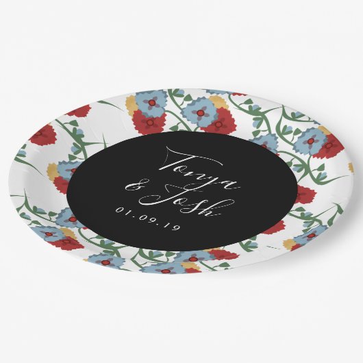 メキシコのフローラフェイクグリッターフェスティバルド結婚ット ペーパープレート (アングル)