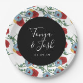 メキシコのフローラフェイクグリッターフェスティバルド結婚ット ペーパープレート (正面)