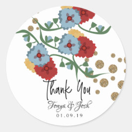 メキシコのフローラフェイクグリッターフェスティバルド結婚ット ラウンドシール