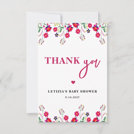 メキシコのフローラベビーで開花ベビーシャワー サンキューカード (正面)