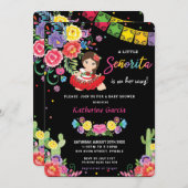 メキシコのフローラ小さなセノリタの女の子の赤ちゃんシャワー   招待状 (正面/裏面)