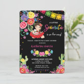 メキシコのフローラ小さなセノリタの女の子の赤ちゃんシャワー   招待状 (スタンド正面)