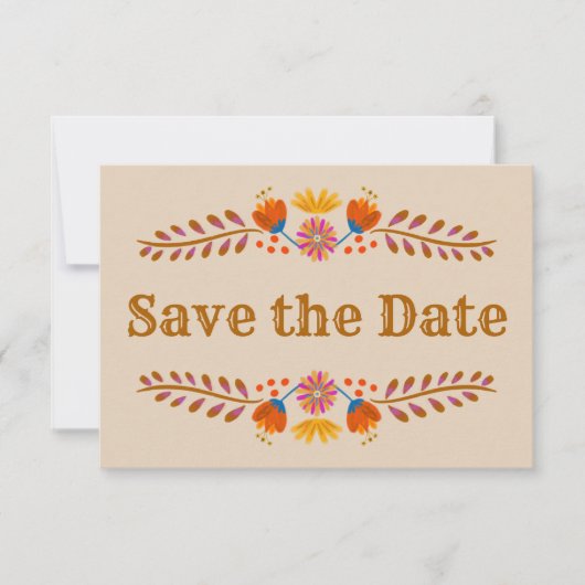 メキシコのフローラ西部のタイポグラフィ日付を保存 セーブザデート (正面)