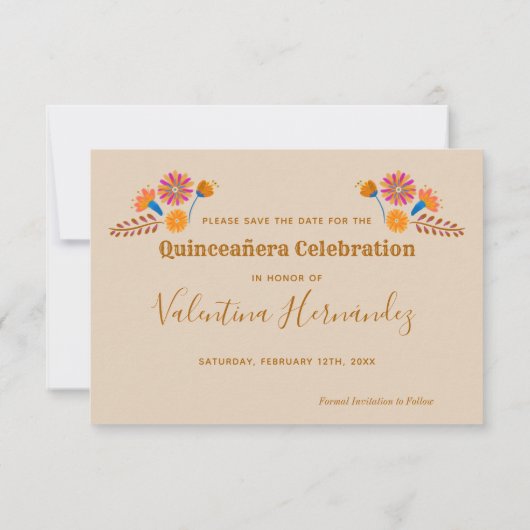 メキシコのフローラ西部のタイポグラフィ日付を保存 セーブザデート (裏面)