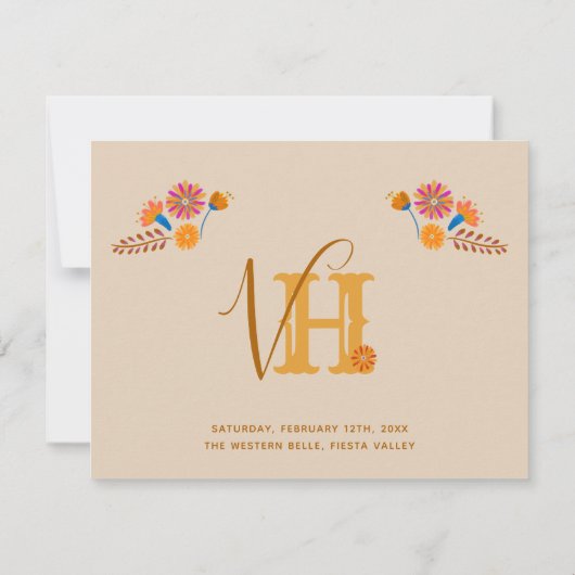 メキシコのフローラ西部タイポグラフィモノグラム写真 サンキューカード (裏面)