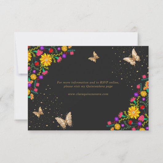 メキシコのフローラ金ゴールドティアラバタフライキンセアニラ 出欠カード (裏面)