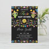 メキシコのフローラ·カク鮮やかタス·フィエスタ·ベビーシャワー 招待状 (スタンド正面)