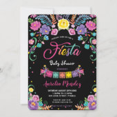 メキシコのフローラ・フラワーズがフィエスタ・ガール・ベビー・シャワー 招待状 (正面)