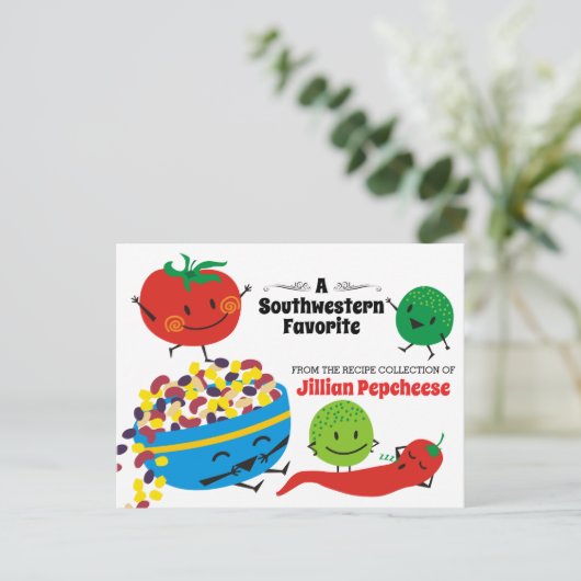 メキシコのフードサルサ料理クックブックレシピカード ポストカード (スタンド正面)