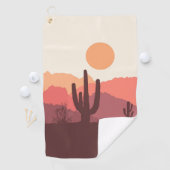 メキシコのブルゴーニュとオレンジの砂漠の風景 ゴルフタオル (インサイチュ)