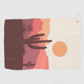 メキシコのブルゴーニュとオレンジの砂漠の風景 ゴルフタオル (横)