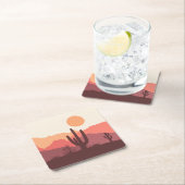 メキシコのブルゴーニュとオレンジの砂漠の風景 スクエアペーパーコースター (インサイチュ)